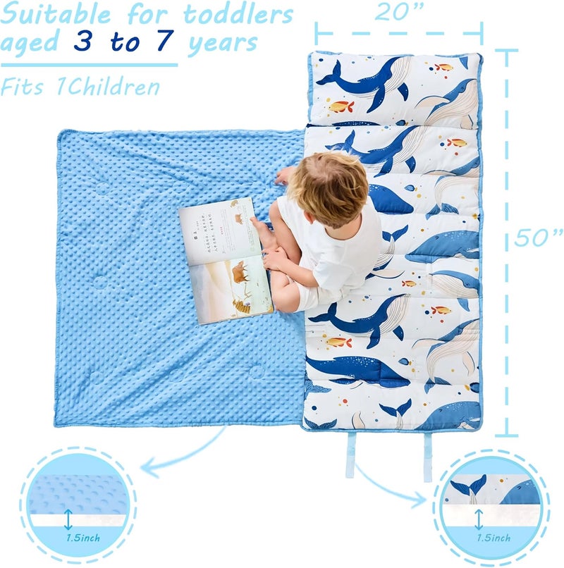 lasoftan Toddler Nap Mat with Pillow and Blanket, Extra Large Rolled Napping Mats,Slumber Bags for Boys Girls,Kids Sleeping Bag for Daycare, Preschool Travel Camping - Image 4
